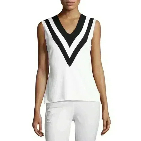 Rag & Bone Daphne Striped Knit V-Neck Tank Top White Black Blouse Size S - Picture 2 of 12